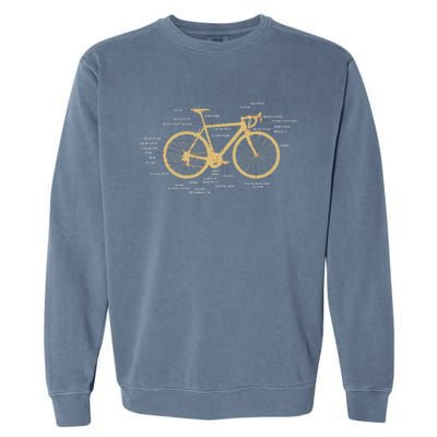 Bicycle Cycling Anatomy Road Bike Parts Biking Cyclist Garment-Dyed Sweatshirt