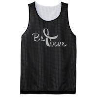 Brain Cancer Awareness Believe Cancer Grey Ribbon Mesh Reversible Basketball Jersey Tank