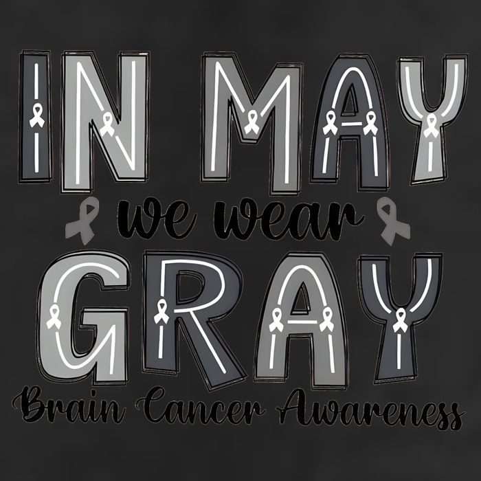 Brain Cancer Awareness Month In May We Wear Gray 7 Panel Mesh Trucker Snapback Hat