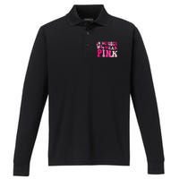 Breast Cancer Awareness In October We Wear Pink Performance Long Sleeve Polo