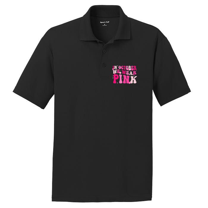 Breast Cancer Awareness In October We Wear Pink PosiCharge RacerMesh Polo