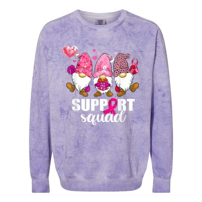 Breast Cancer Awareness Gnomes Support Squad Colorblast Crewneck Sweatshirt