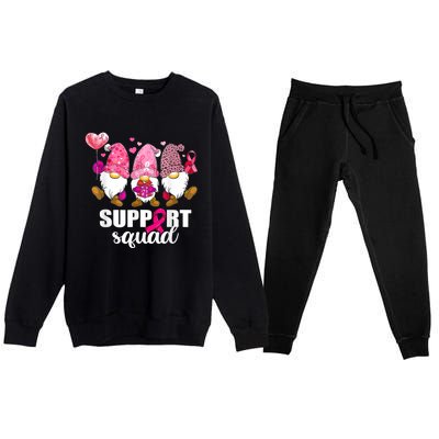 Breast Cancer Awareness Gnomes Support Squad Premium Crewneck Sweatsuit Set