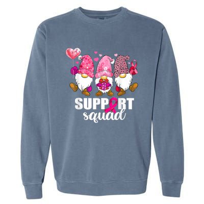 Breast Cancer Awareness Gnomes Support Squad Garment-Dyed Sweatshirt