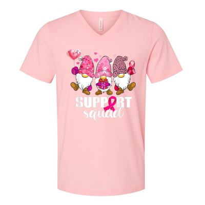 Breast Cancer Awareness Gnomes Support Squad V-Neck T-Shirt