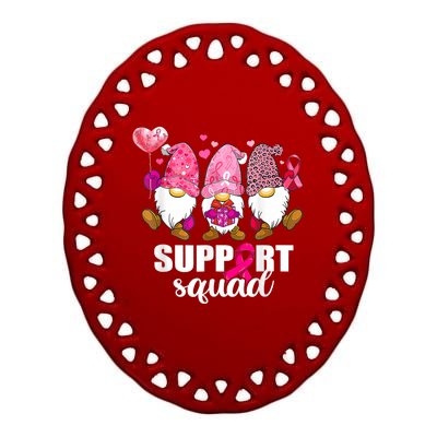 Breast Cancer Awareness Gnomes Support Squad Ceramic Oval Ornament