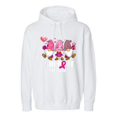 Breast Cancer Awareness Gnomes Support Squad Garment-Dyed Fleece Hoodie