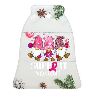 Breast Cancer Awareness Gnomes Support Squad Ceramic Bell Ornament