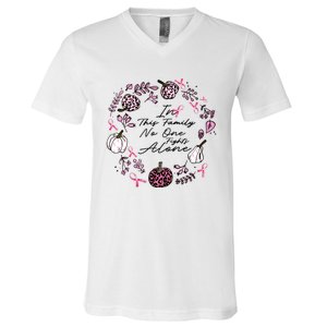 Breast Cancer Awareness In This Family No One Fights Alone Pink Ribbon V-Neck T-Shirt