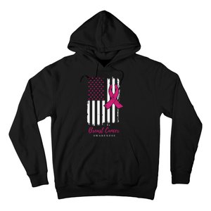 Breast Cancer Awareness US Flag Hoodie