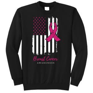 Breast Cancer Awareness US Flag Sweatshirt