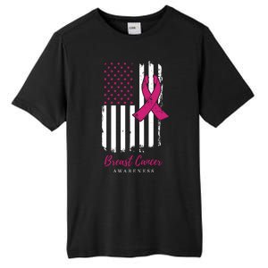 Breast Cancer Awareness US Flag Tall Fusion ChromaSoft Performance T-Shirt