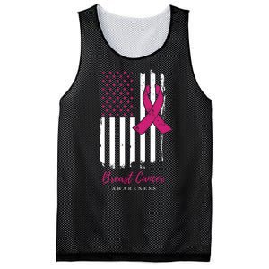 Breast Cancer Awareness US Flag Mesh Reversible Basketball Jersey Tank