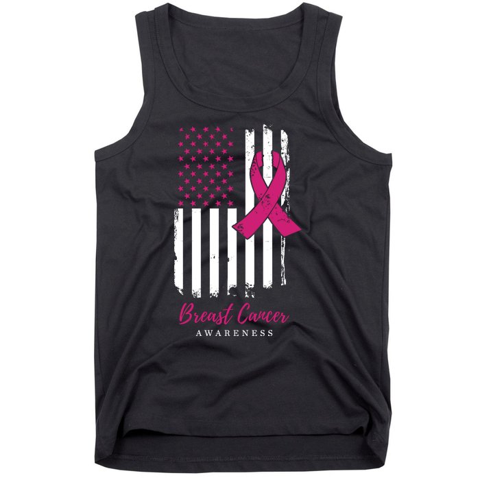 Breast Cancer Awareness US Flag Tank Top