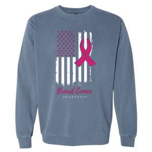 Breast Cancer Awareness US Flag Garment-Dyed Sweatshirt