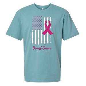 Breast Cancer Awareness US Flag Sueded Cloud Jersey T-Shirt