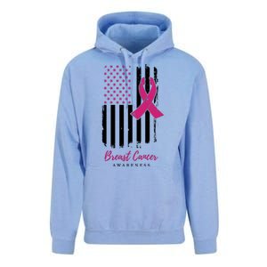 Breast Cancer Awareness US Flag Unisex Surf Hoodie