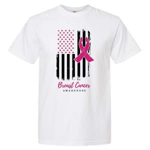 Breast Cancer Awareness US Flag Garment-Dyed Heavyweight T-Shirt