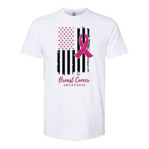 Breast Cancer Awareness US Flag Softstyle CVC T-Shirt