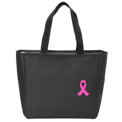 Breast Cancer Awareness Pink Ribbon Zip Tote Bag