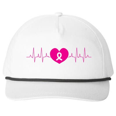 Breast Cancer Awareness Ribbon Heartbeat Snapback Five-Panel Rope Hat