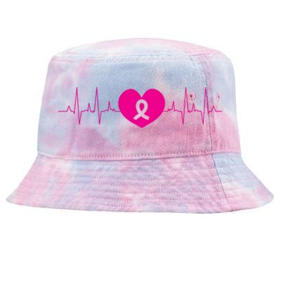 Breast Cancer Awareness Ribbon Heartbeat Tie-Dyed Bucket Hat