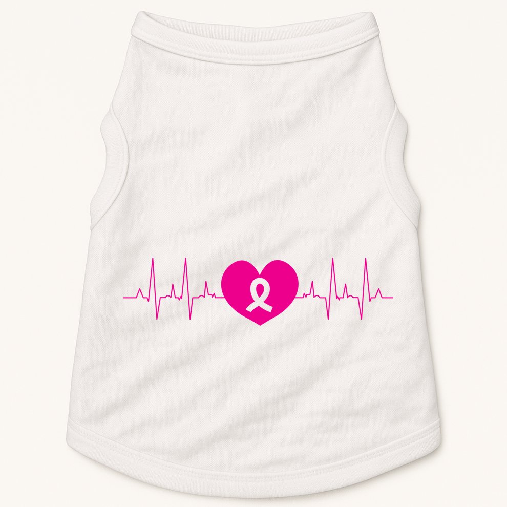 Breast Cancer Awareness Ribbon Heartbeat Doggie Tank