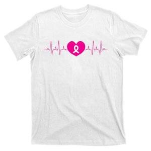 Breast Cancer Awareness Ribbon Heartbeat T-Shirt