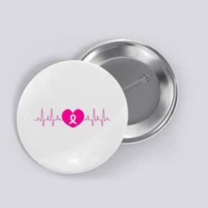 Breast Cancer Awareness Ribbon Heartbeat Button