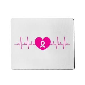 Breast Cancer Awareness Ribbon Heartbeat Mousepad