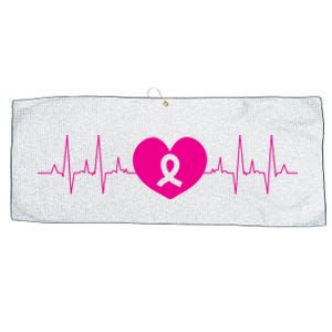 Breast Cancer Awareness Ribbon Heartbeat Large Microfiber Waffle Golf Towel