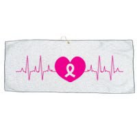 Breast Cancer Awareness Ribbon Heartbeat Large Microfiber Waffle Golf Towel