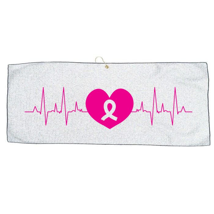 Breast Cancer Awareness Ribbon Heartbeat Large Microfiber Waffle Golf Towel