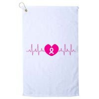 Breast Cancer Awareness Ribbon Heartbeat Platinum Collection Golf Towel