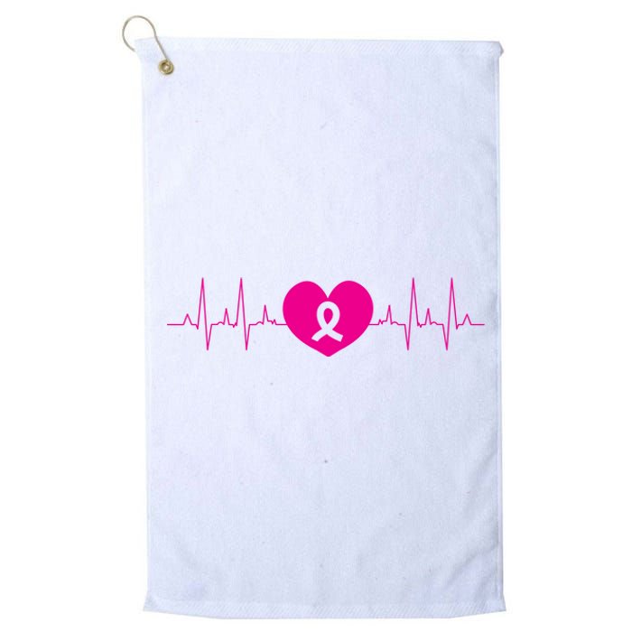 Breast Cancer Awareness Ribbon Heartbeat Platinum Collection Golf Towel