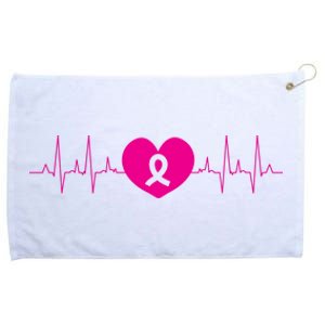 Breast Cancer Awareness Ribbon Heartbeat Grommeted Golf Towel