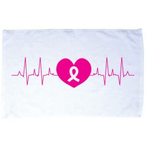 Breast Cancer Awareness Ribbon Heartbeat Microfiber Hand Towel