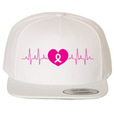 Breast Cancer Awareness Ribbon Heartbeat Wool Snapback Cap