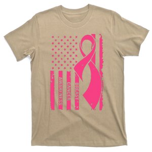 Breast Cancer Awareness American Flag Autism Gift T-Shirt