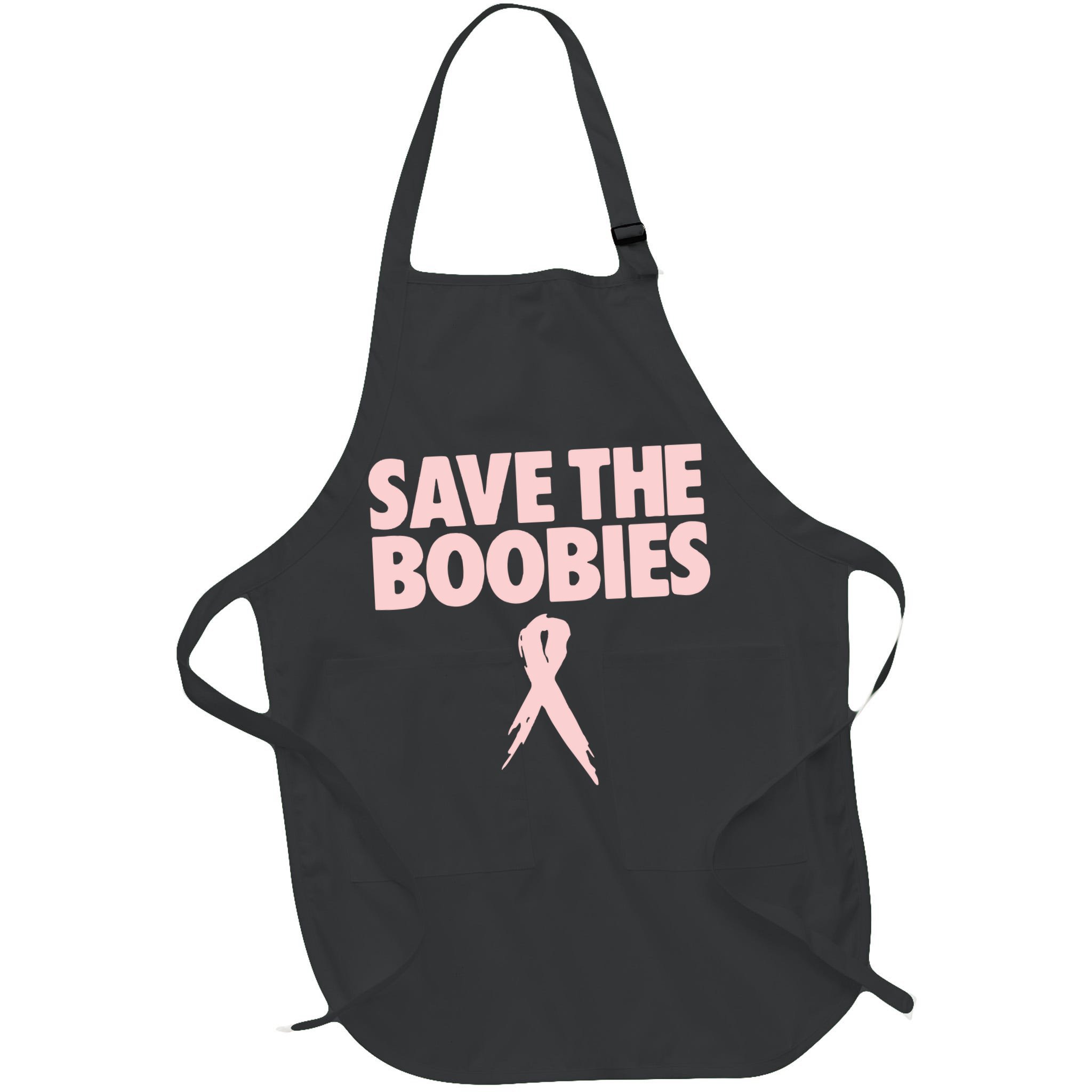 Breast Cancer Awareness Save The Boobies Ribbon Halloween Apron