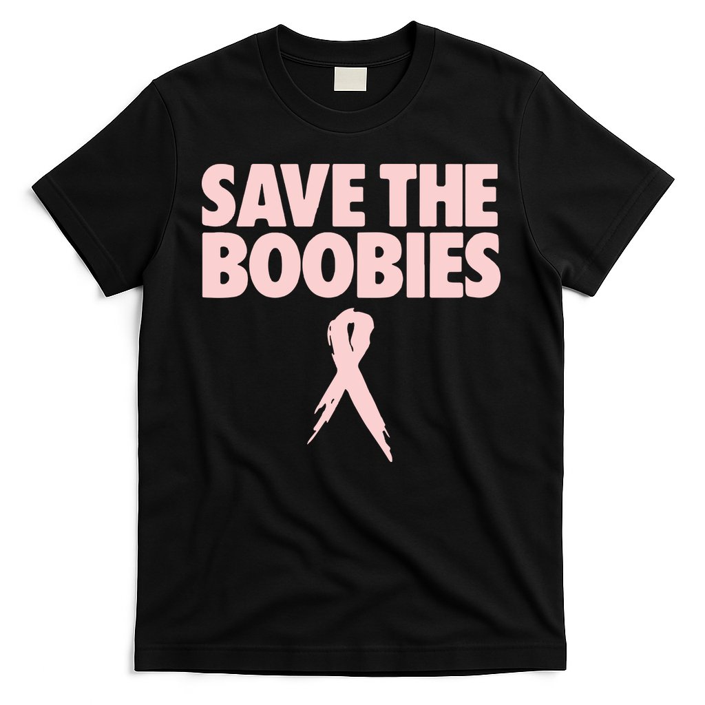 Breast Cancer Awareness Save The Boobies Ribbon Halloween T-Shirt