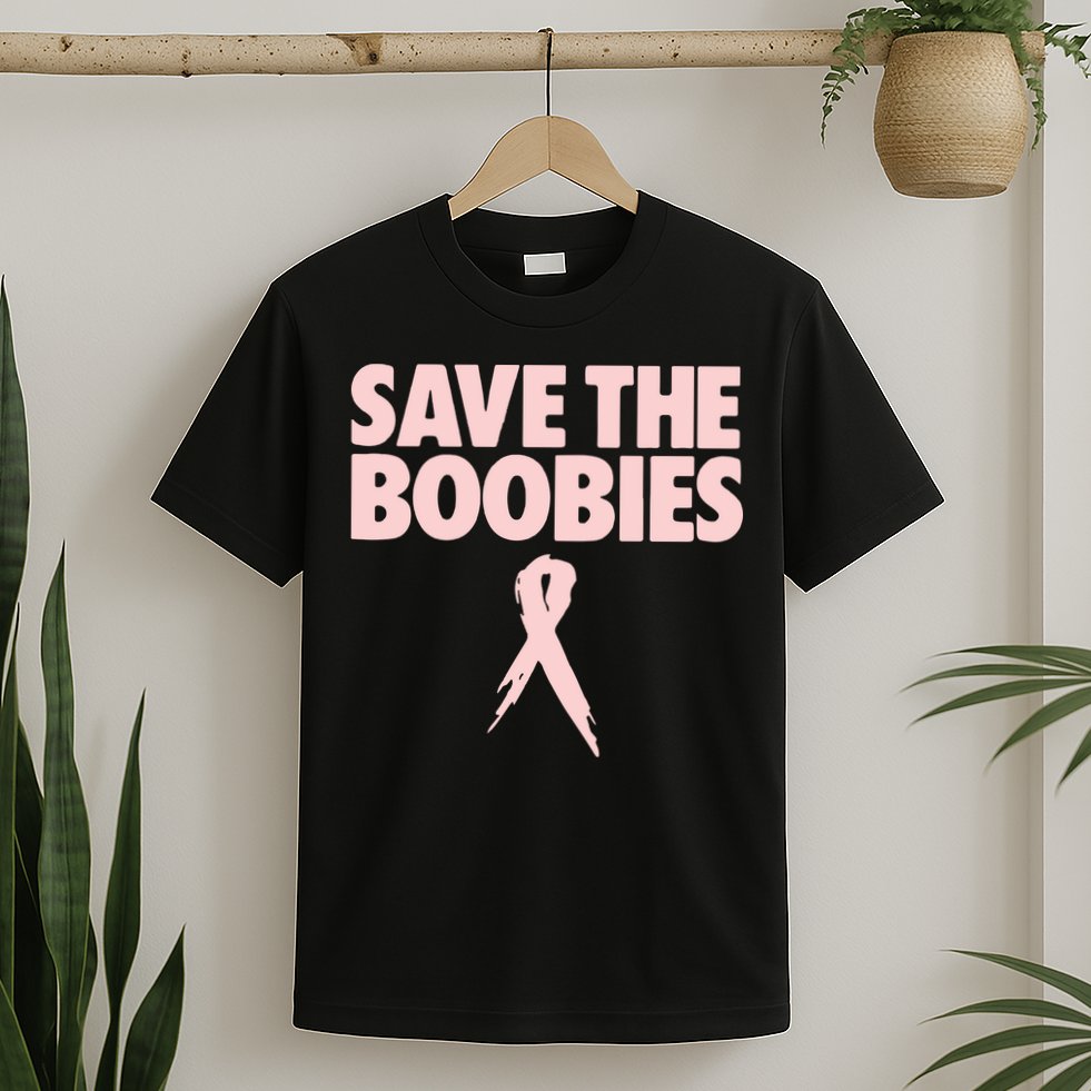 Breast Cancer Awareness Save The Boobies Ribbon Halloween T-Shirt