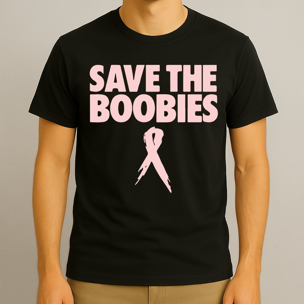 Breast Cancer Awareness Save The Boobies Ribbon Halloween T-Shirt