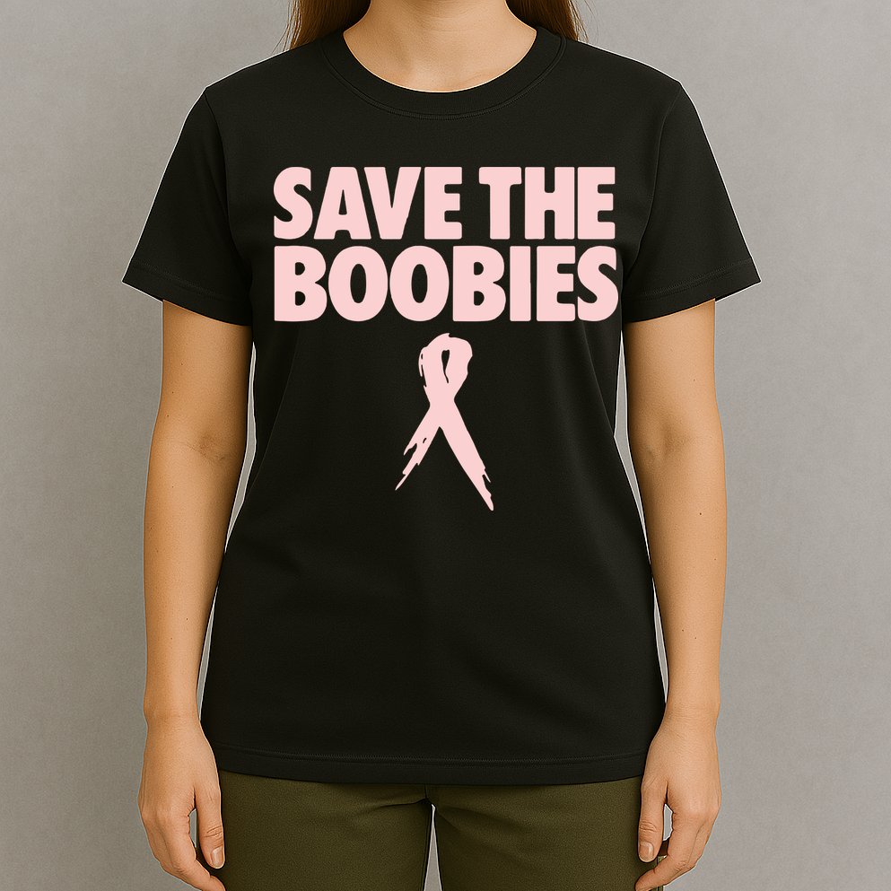 Breast Cancer Awareness Save The Boobies Ribbon Halloween T-Shirt