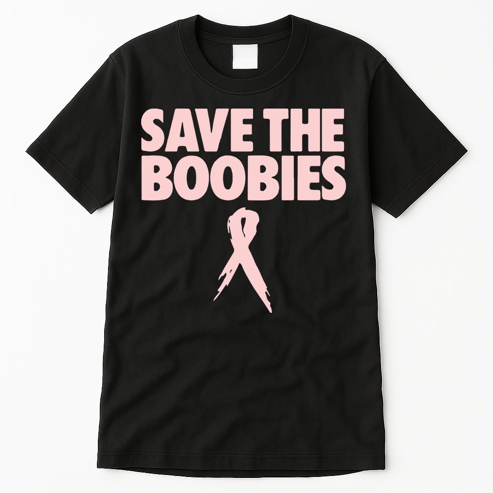 Breast Cancer Awareness Save The Boobies Ribbon Halloween Tall T-Shirt
