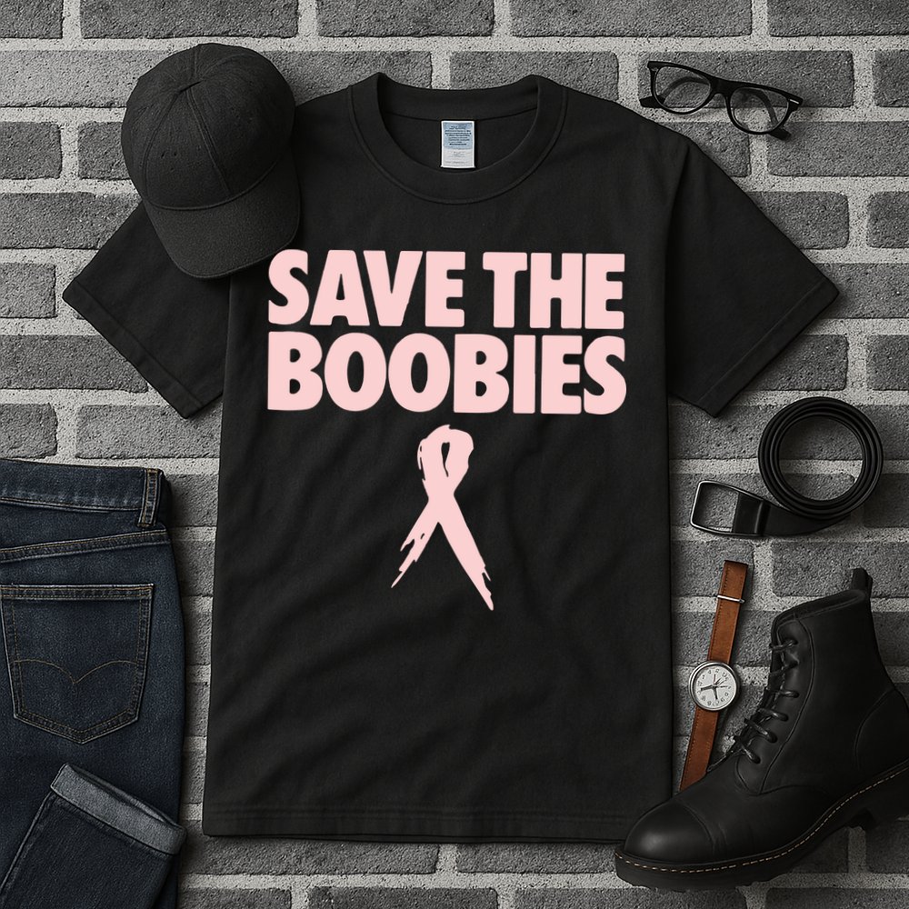 Breast Cancer Awareness Save The Boobies Ribbon Halloween Tall T-Shirt