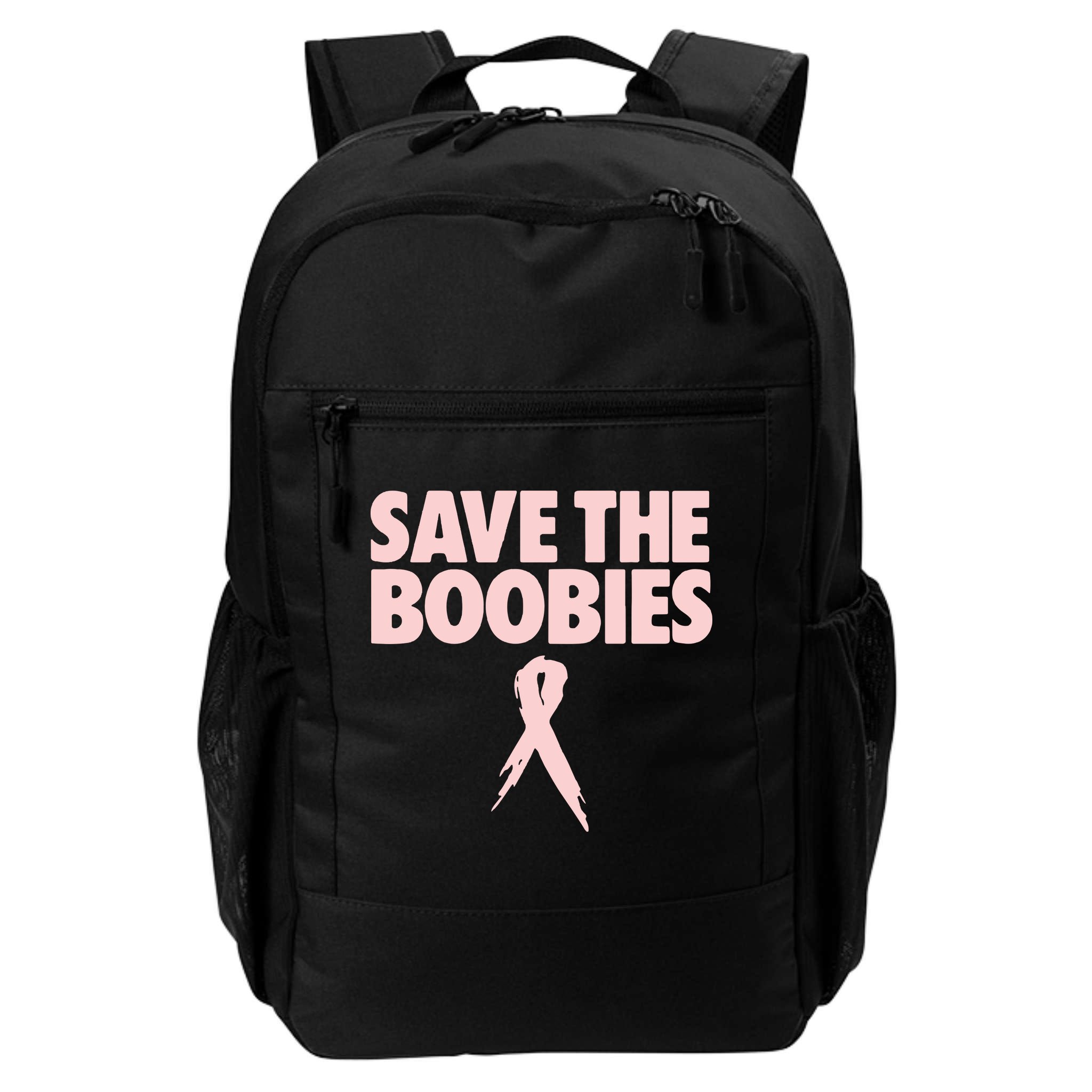 Breast Cancer Awareness Save The Boobies Ribbon Halloween Backpack