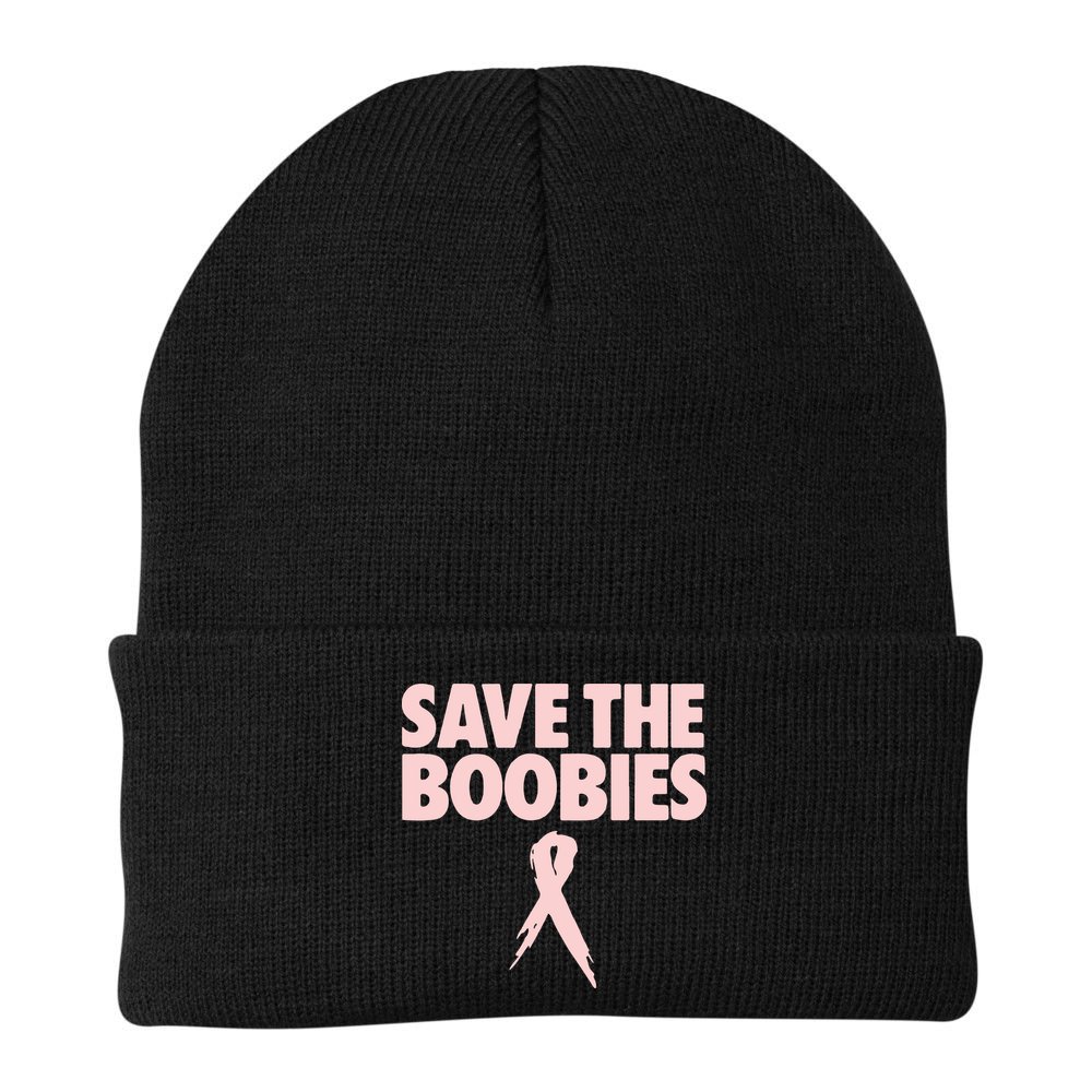 Breast Cancer Awareness Save The Boobies Ribbon Halloween Beanie