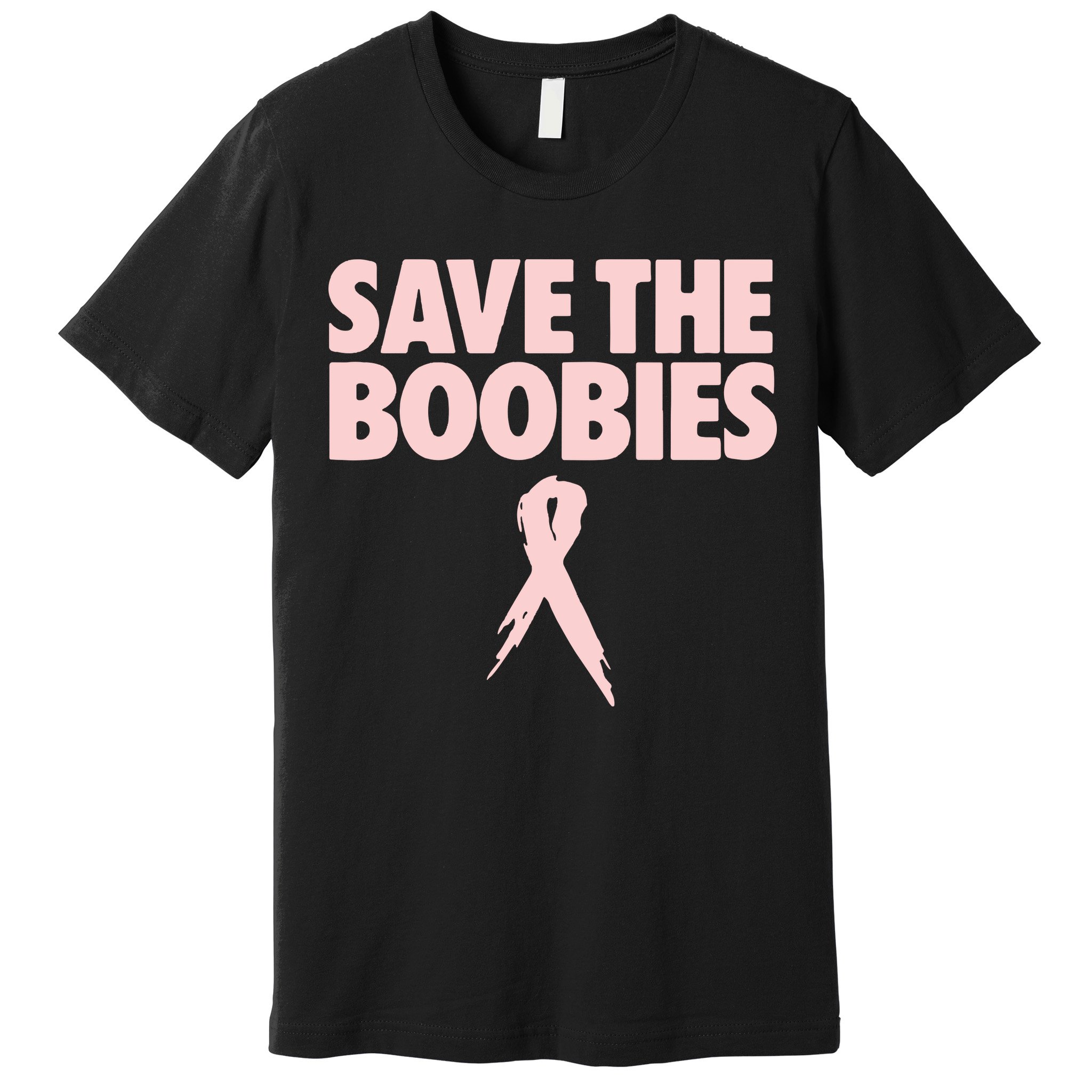 Breast Cancer Awareness Save The Boobies Ribbon Halloween Premium T-Shirt