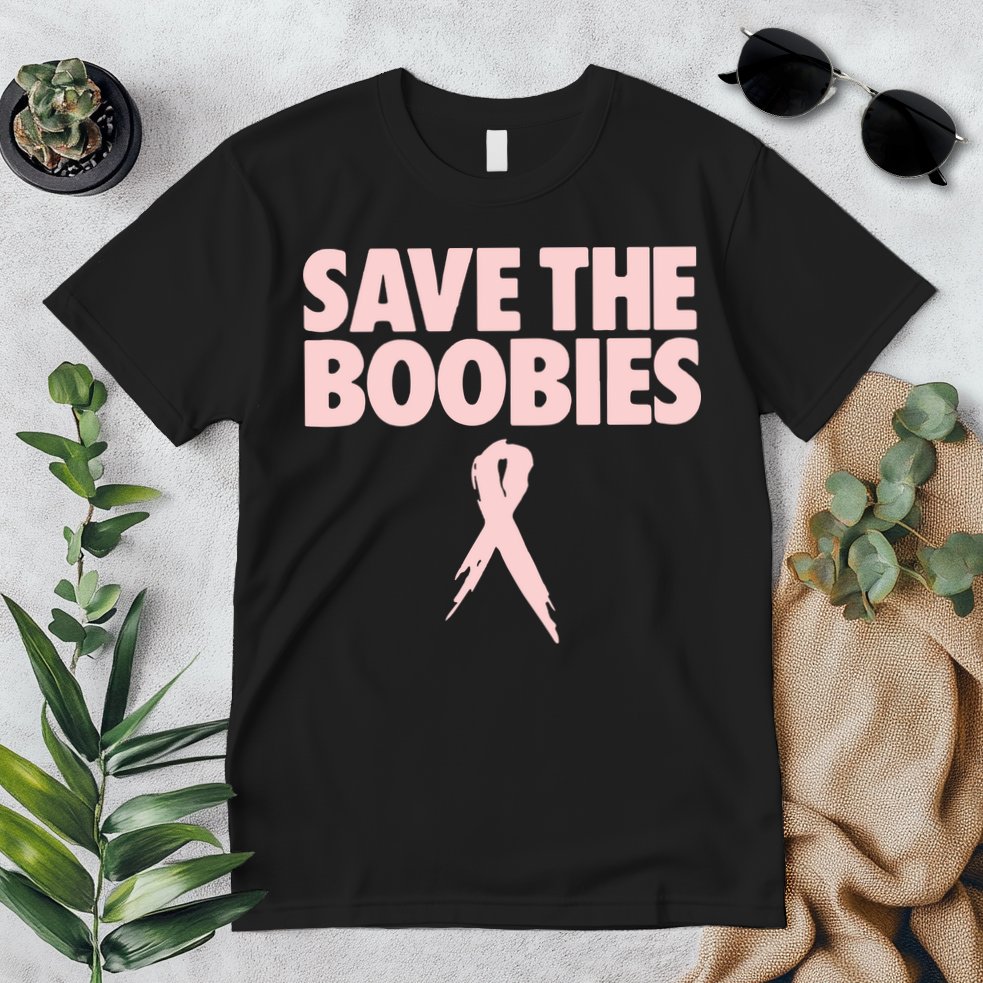 Breast Cancer Awareness Save The Boobies Ribbon Halloween Premium T-Shirt